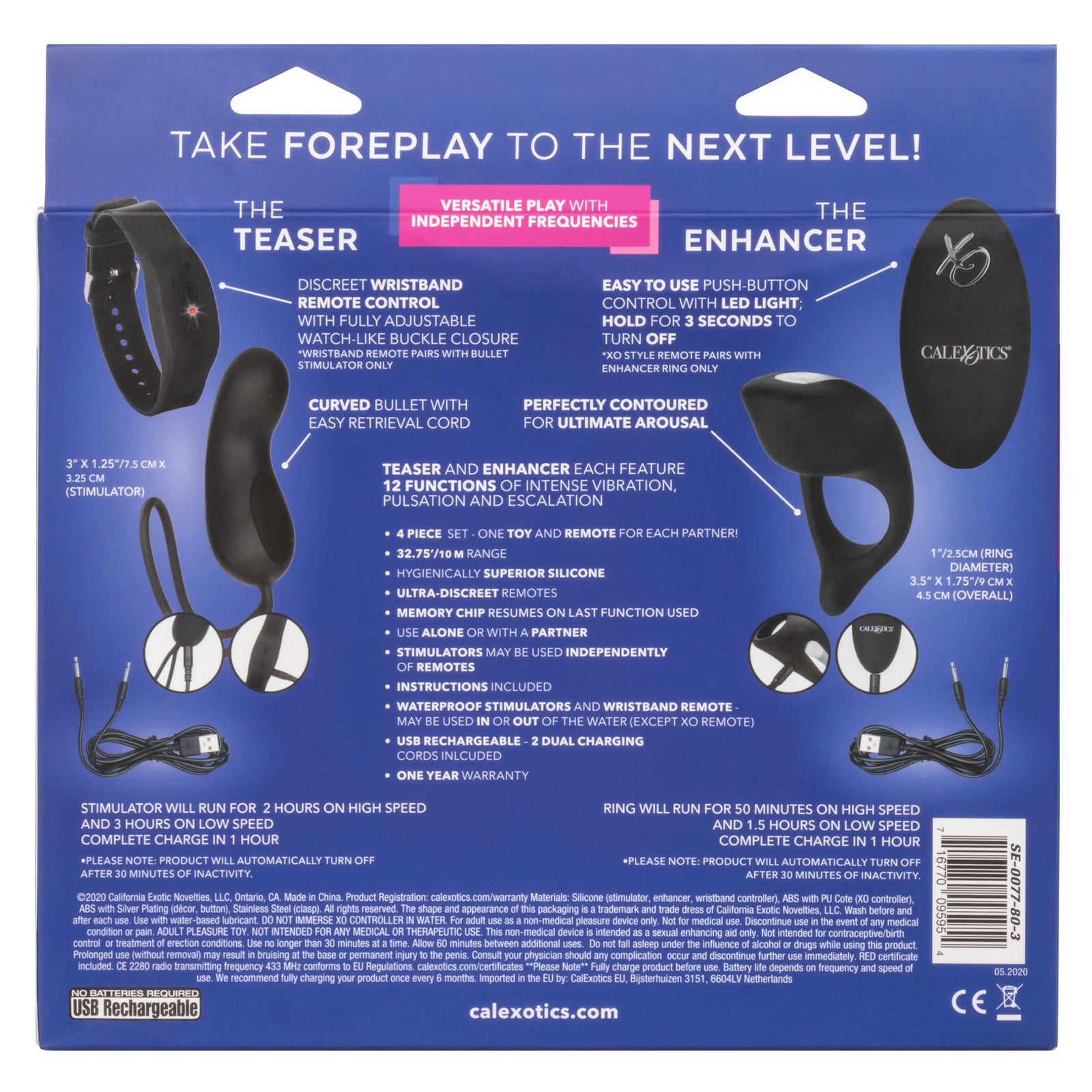 CalExotics - Remote-Control Rechargeable Couples Vibrator Set (Black) - Black