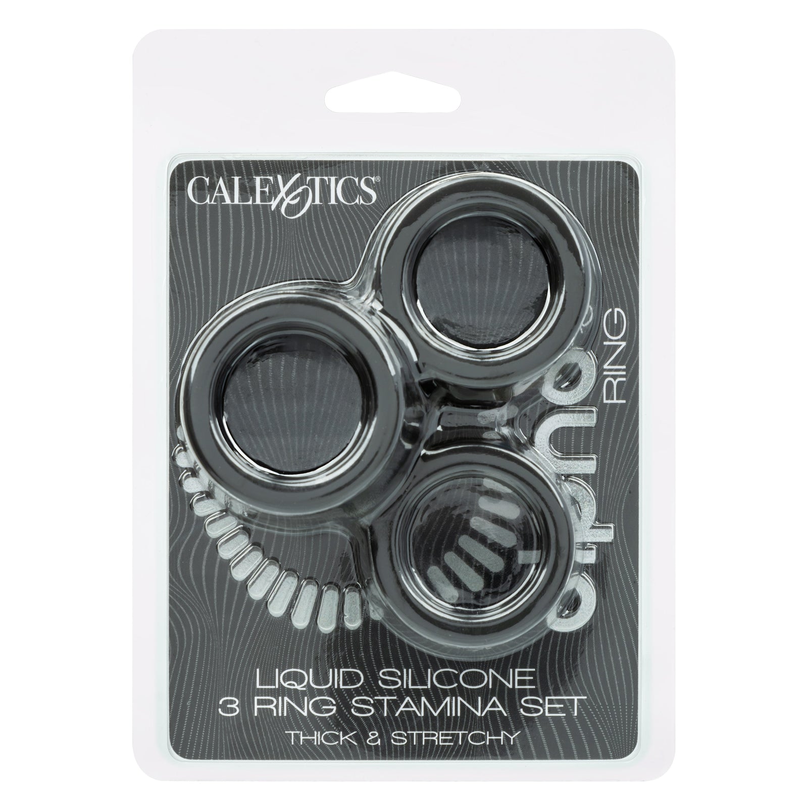 CalExotics - Alpha 3-Ring Stamina Cock Ring Set (Black) - Black
