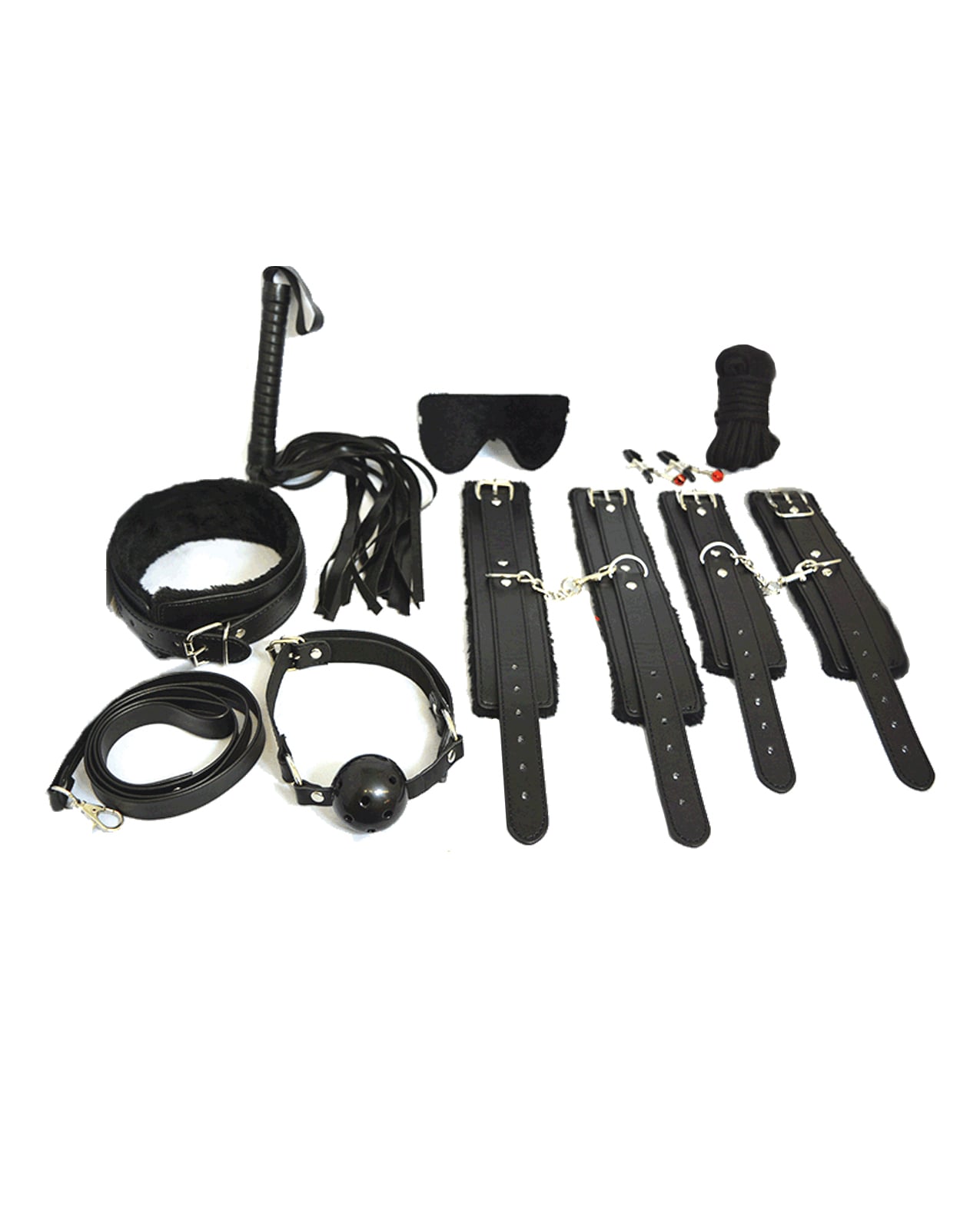 Plesur - Everything Bondage 12-Piece BDSM Kit (Black) - Black