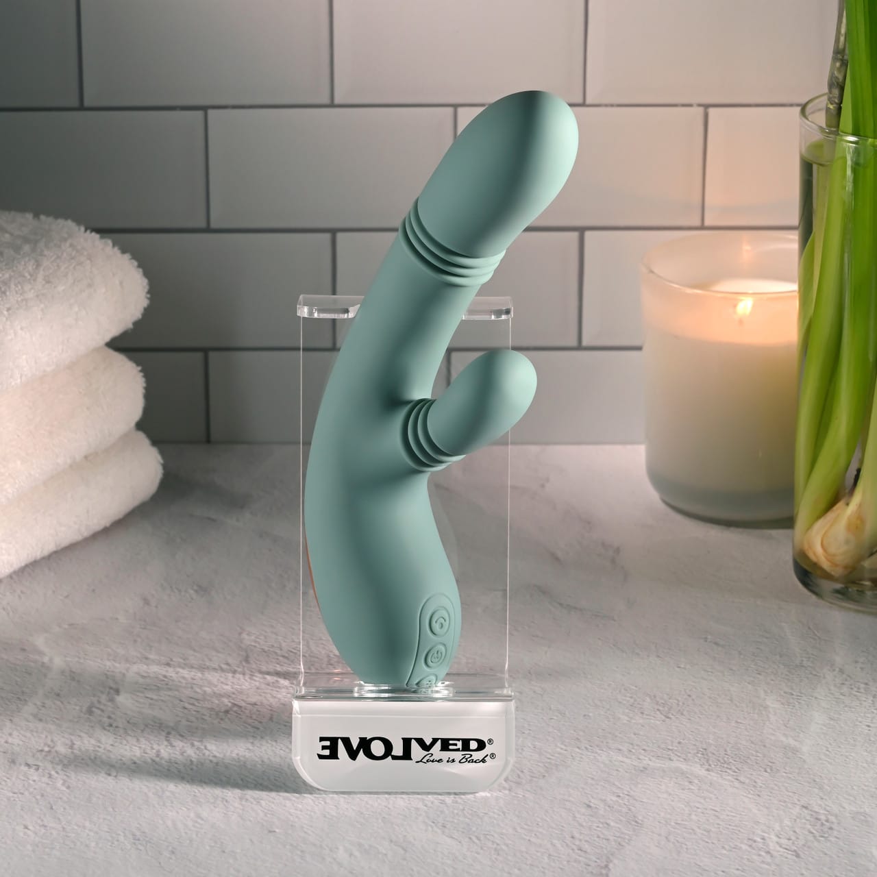 Evolved - Rub Me Tender Rechargeable Rabbit Vibrator (Green) EV1220 Durio.sg