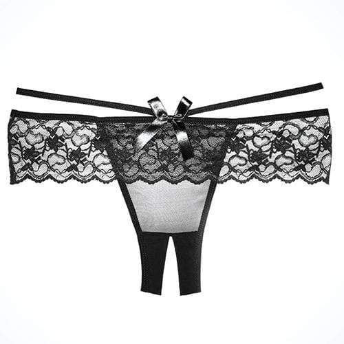 Allure Lingerie - Adore Angel Crotchless Panty O/S (Black) - Crotchless Panties Durio.sg