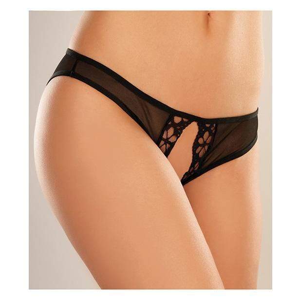 Allure Lingerie - Adore Mirabelle Plum Panty O/S (Black) - Crotchless Panties Durio.sg