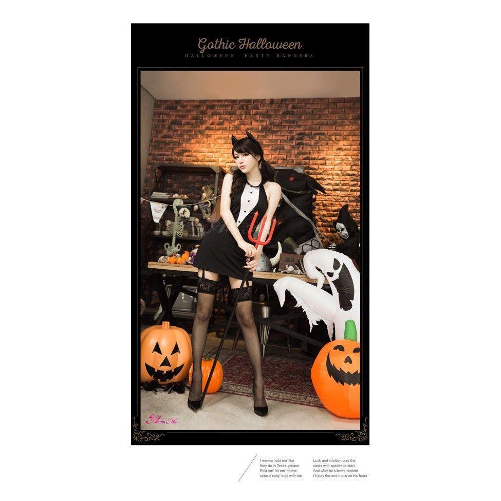 Anna Mu - 3 Piece Suits Little Devil Costume Set NA13030046 (Black) - Costumes Durio.sg