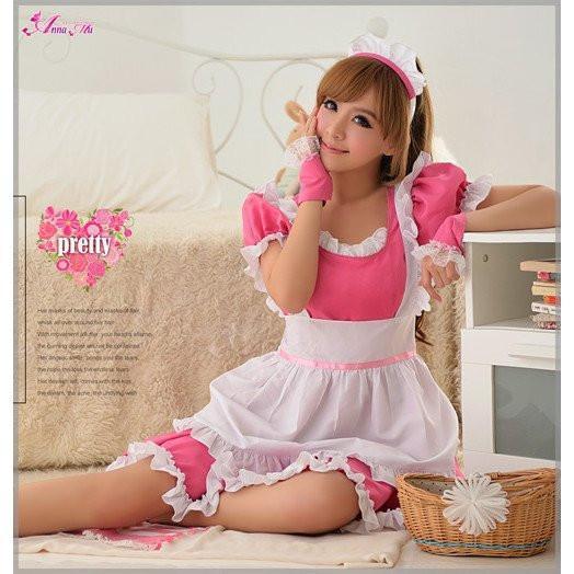 Anna Mu - 4 Pieces Cherry Maid Costume Set NA14030035 (Pink) - Lingerie (Non Vibration) Durio.sg