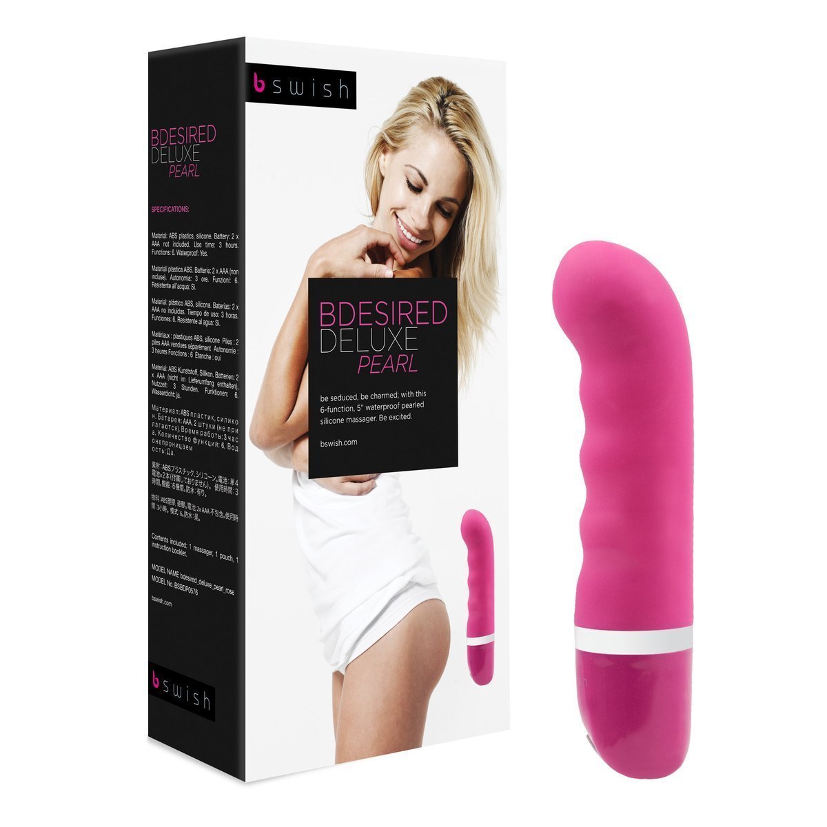 B Swish - Bdesired Deluxe Pearl G Spot Vibrator (Rose) - G Spot Dildo (Vibration) Non Rechargeable Durio.sg