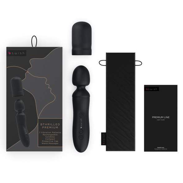 B Swish - Bthrilled Premium Line Wand Massager (Black) - Wand Massagers (Vibration) Rechargeable Durio.sg