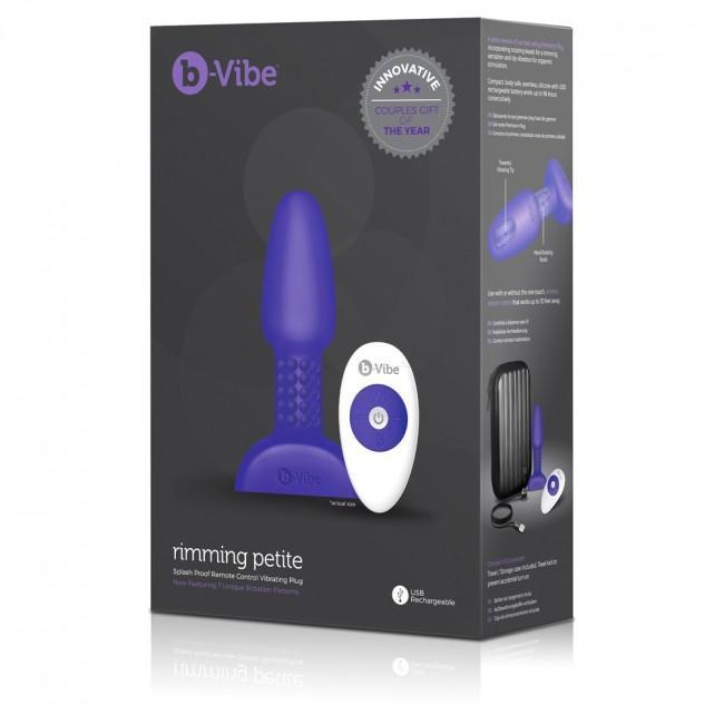 B-Vibe - Rimming Remote Control Vibrating Anal Plug Petite (Purple) - Remote Control Anal Plug (Vibration) Rechargeable Durio.sg
