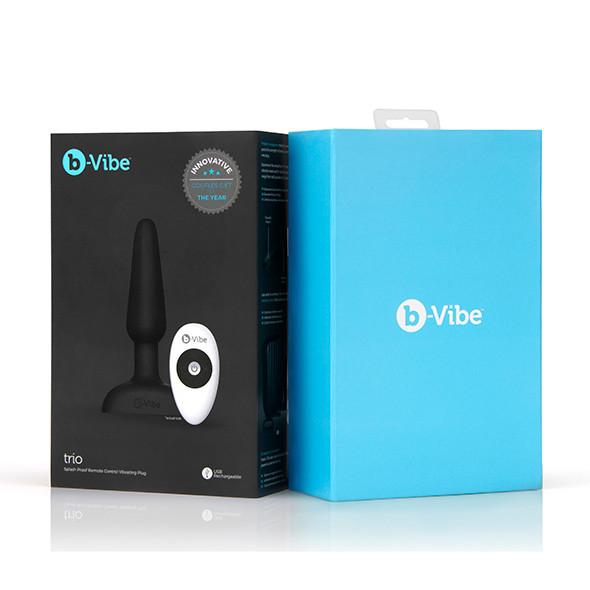B-Vibe - Trio Remote Control Vibrating Anal Plug (Black) - Remote Control Anal Plug (Vibration) Rechargeable Durio.sg