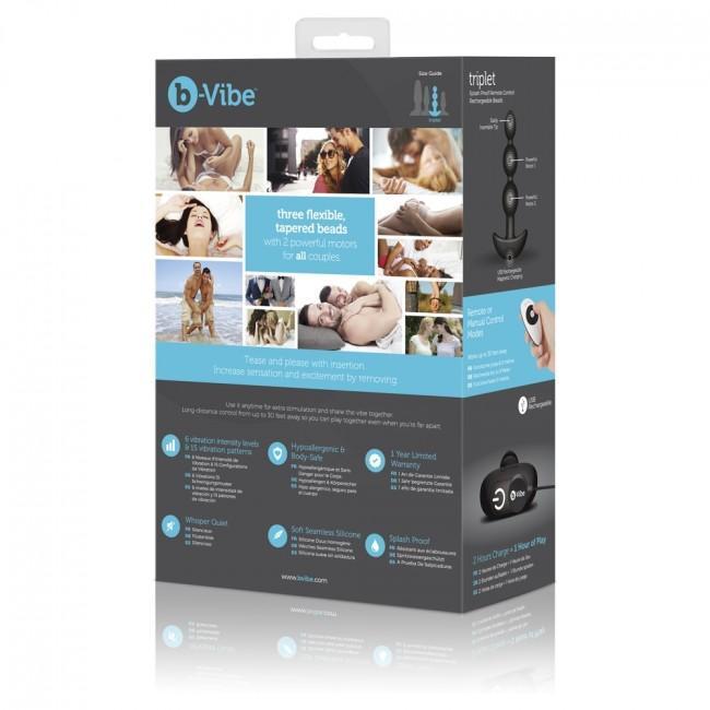 B-Vibe - Triplet Remote Control Rechargeable Anal Beads (Black) - Anal Beads (Vibration) Rechargeable Durio.sg