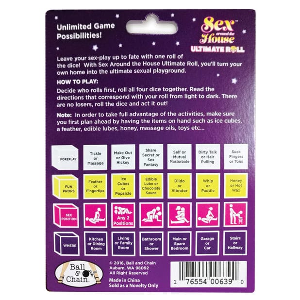 Ball & Chain - Sex Around the House Ultimate Roll Adult Dice Game - Games Durio.sg