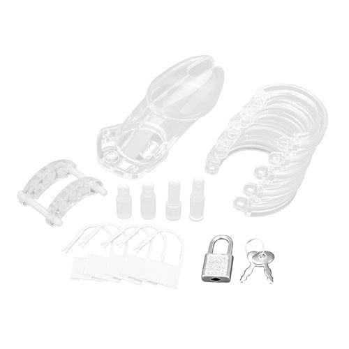 Blue Line - Acrylic See Thru Chastity Cock Cage (Clear) - Plastic Cock Cage (Non Vibration) Durio.sg