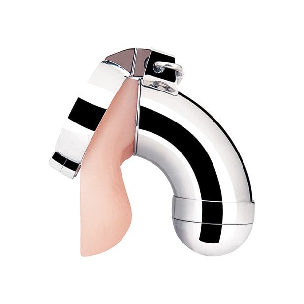 Blue Line - Total Submission Chastity Cock Cage (Silver) - Metal Cock Cage (Non Vibration) Durio.sg