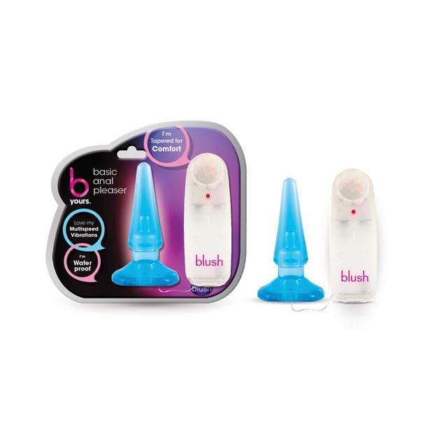 Blush Novelties - B Yours Remote Control Basic Anal Pleaser Plug (Blue) - Remote Control Anal Plug (Vibration) Non Rechargeable Durio.sg