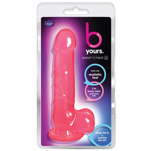 Blush Novelties - B Yours Sweet n Hard 4 Realistic Dildo with Balls 7" (Pink) - Realistic Dildo with suction cup (Non Vibration) Durio.sg