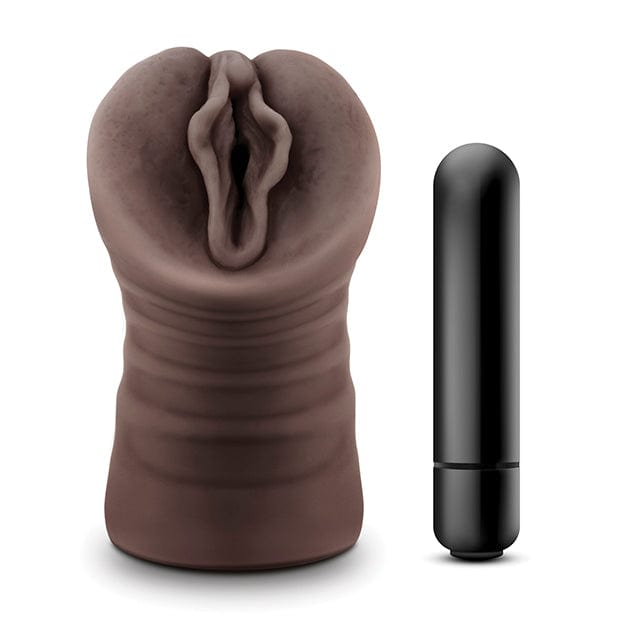 Blush Novelties - Hot Chocolate Alexis Vibrating Stroker Masturbator (Chocolate) - Masturbator Vagina (Vibration) Non Rechargeable Durio.sg