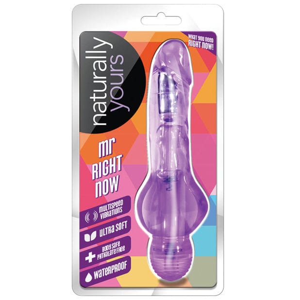 Blush Novelties - Naturally Yours Mr Right Now Vibrating Realistic Dildo 6.5" (Purple) - Realistic Dildo w/o suction cup (Vibration) Non Rechargeable Durio.sg