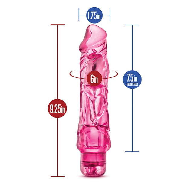Blush Novelties - Naturally Yours Wild Ride Realistic Vibrating Dildo 9" (Pink) - Realistic Dildo w/o suction cup (Vibration) Non Rechargeable Durio.sg