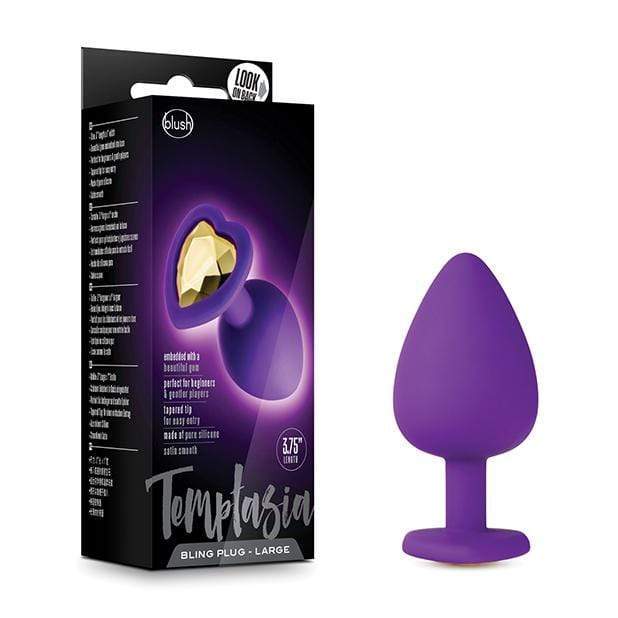Blush Novelties - Temptasia Bling Anal Plug with Gem Large (Purple) - Anal Plug (Non Vibration) Durio.sg