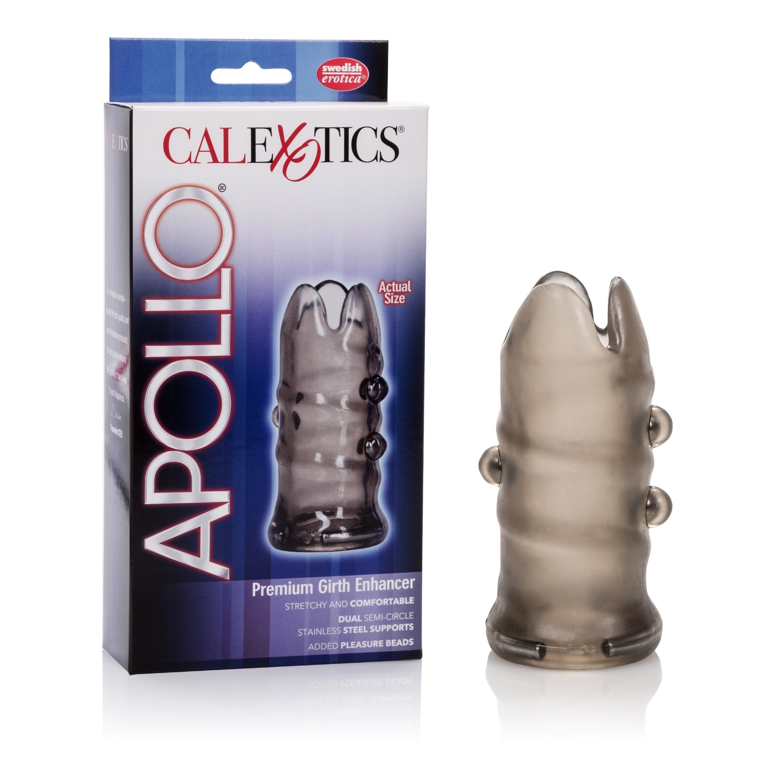 California Exotics - Apollo Premium Girth Enhancer Cock Sleeve (Grey) - Cock Sleeves (Non Vibration) Durio.sg