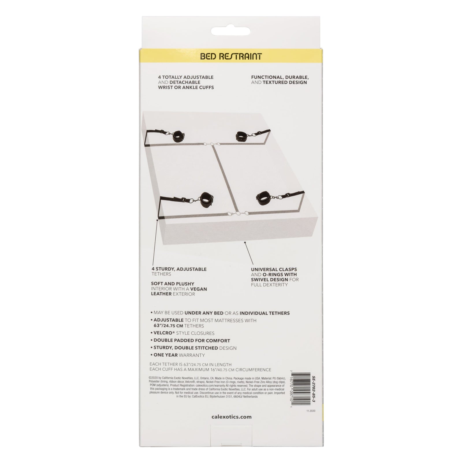 California Exotics - BDSM Boundless Bed Restraint (Black) - Bed Restraint Durio.sg