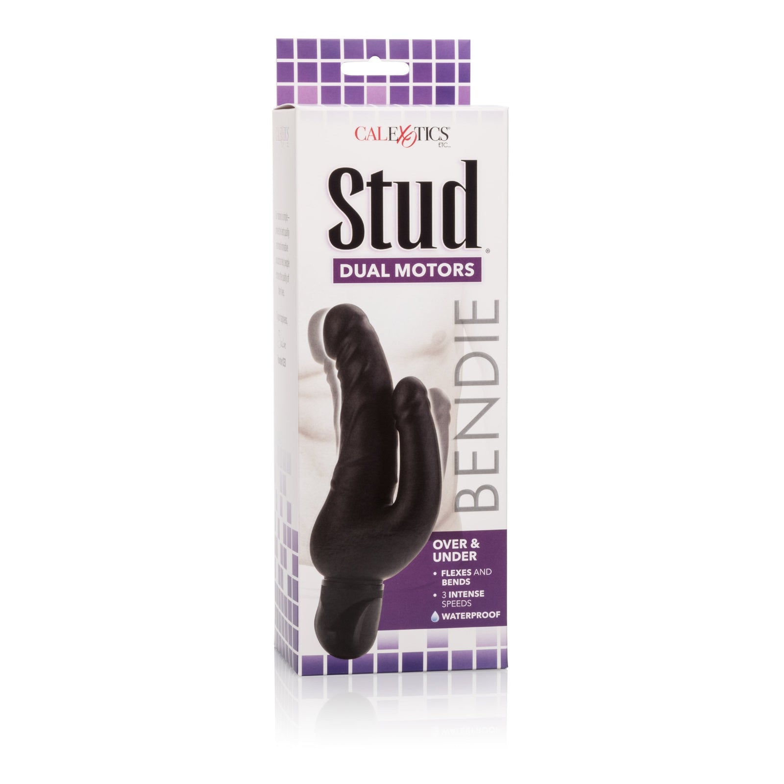California Exotics - Bendie Stud Over & Under Dual Motors Double Dildo Vibrator (Black) - Double Dildo (Vibration) Non Rechargeable Durio.sg