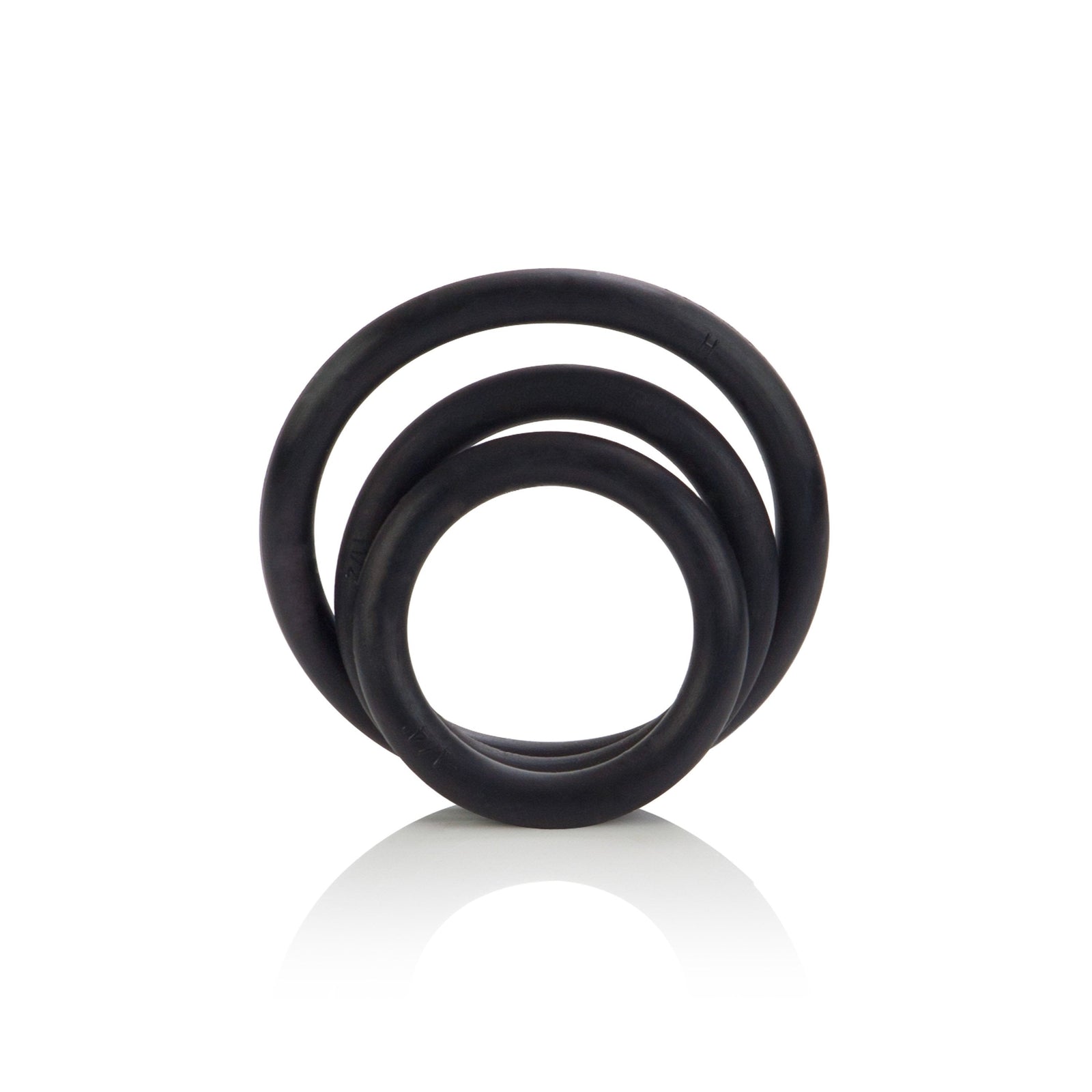California Exotics - Black Rubber Ring Set (Black) - Rubber Cock Ring (Non Vibration) Durio.sg