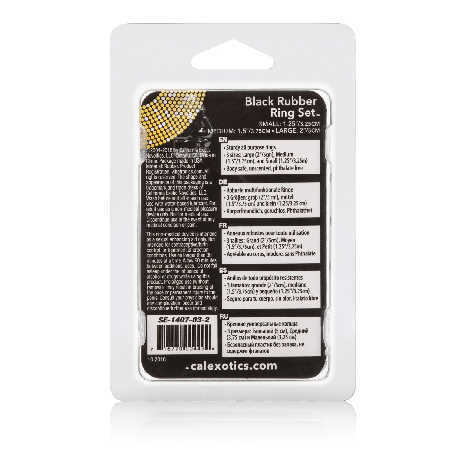 California Exotics - Black Rubber Ring Set (Black) - Rubber Cock Ring (Non Vibration) Durio.sg