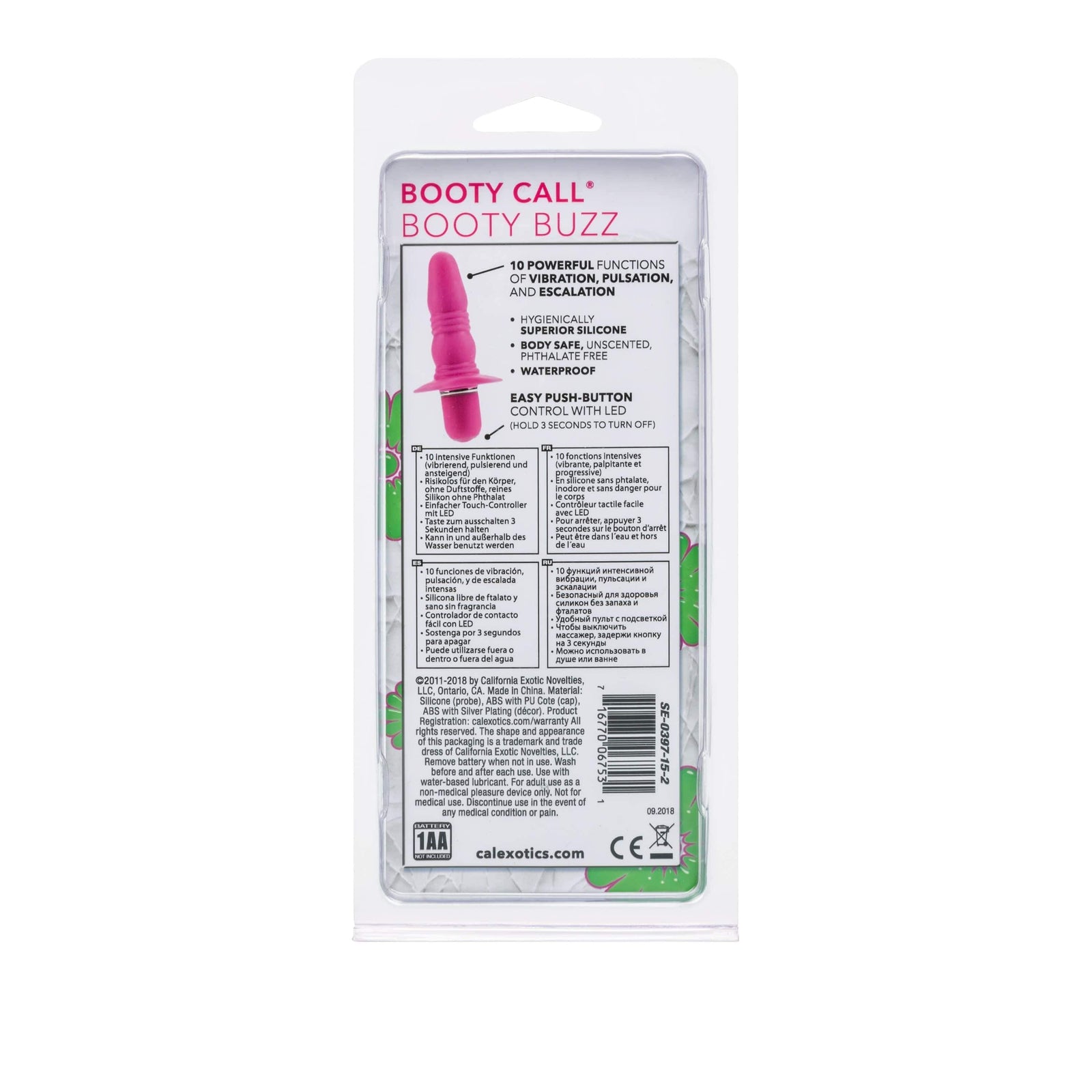 California Exotics - Booty Call Booty Buzz Vibrating Anal Plug (Pink) - Anal Plug (Vibration) Non Rechargeable Durio.sg