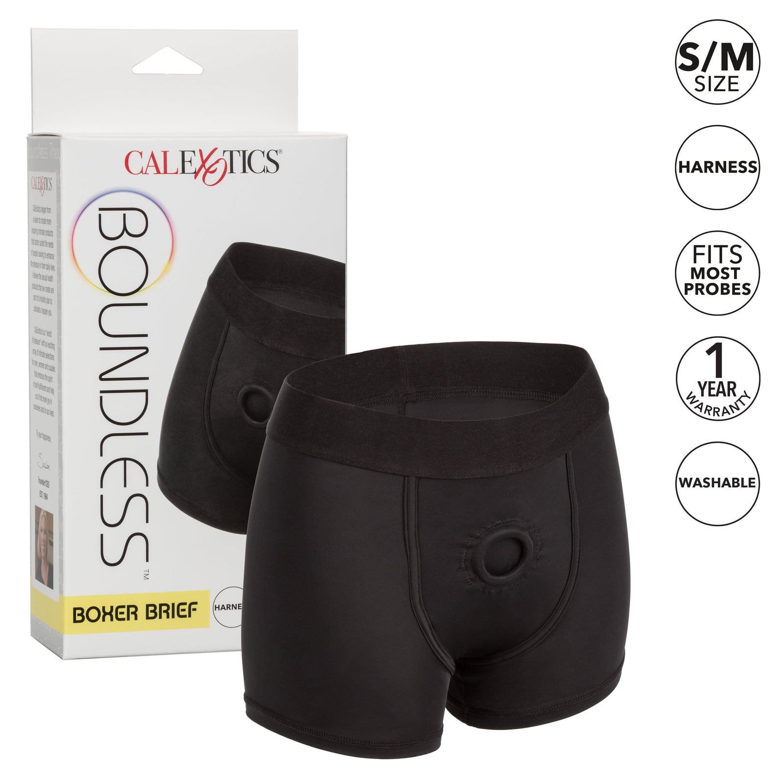 California Exotics - Boundless Boxer Brief Strap On Harness S/M (Black) - Strap On w/o Dildo Durio.sg