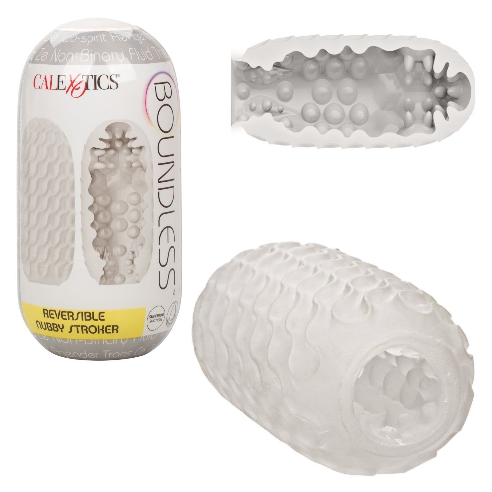 California Exotics - Boundless Reversible Nubby Soft Stroker (White) - Masturbator Soft Stroker (Non Vibration) Durio.sg