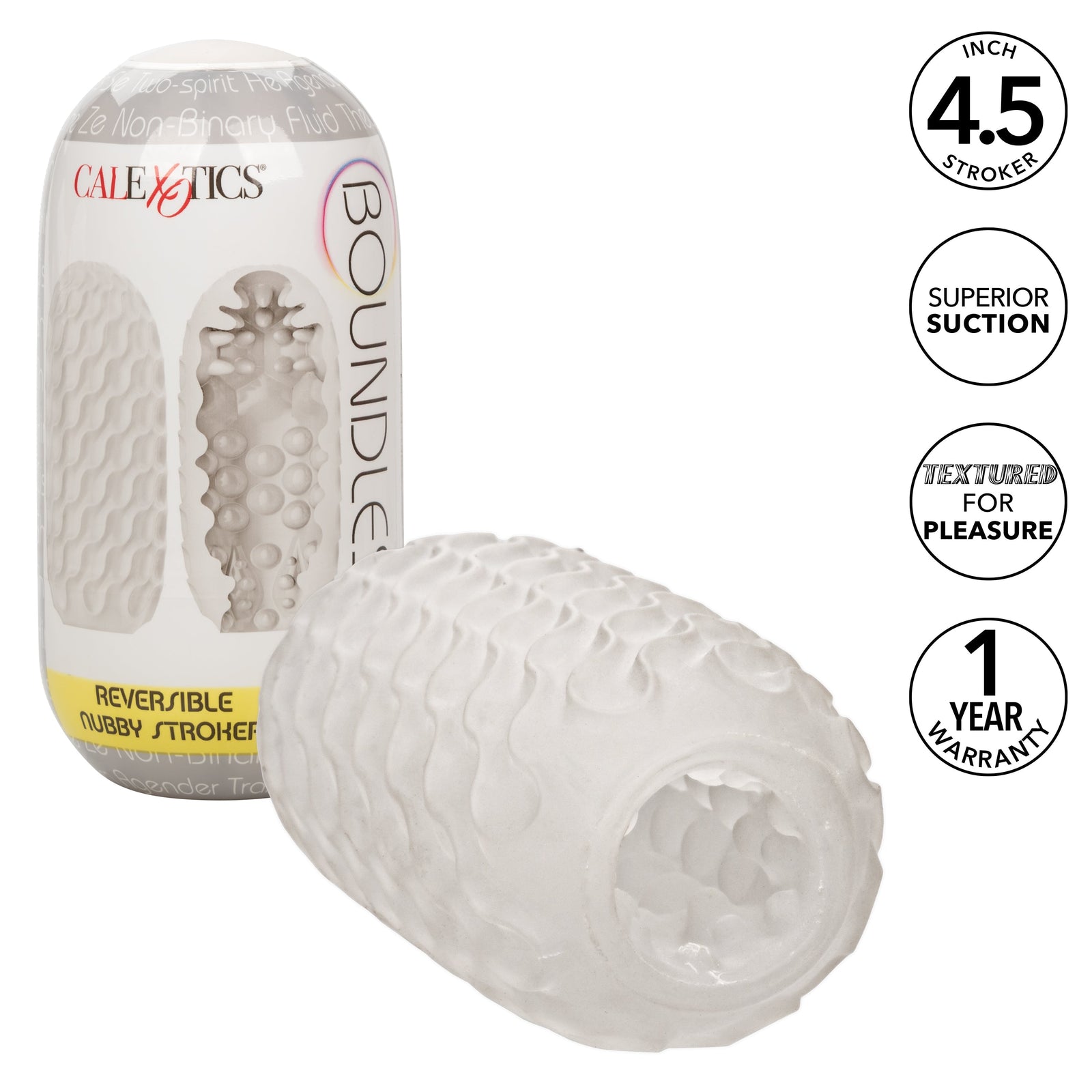 California Exotics - Boundless Reversible Nubby Soft Stroker (White) - Masturbator Soft Stroker (Non Vibration) Durio.sg