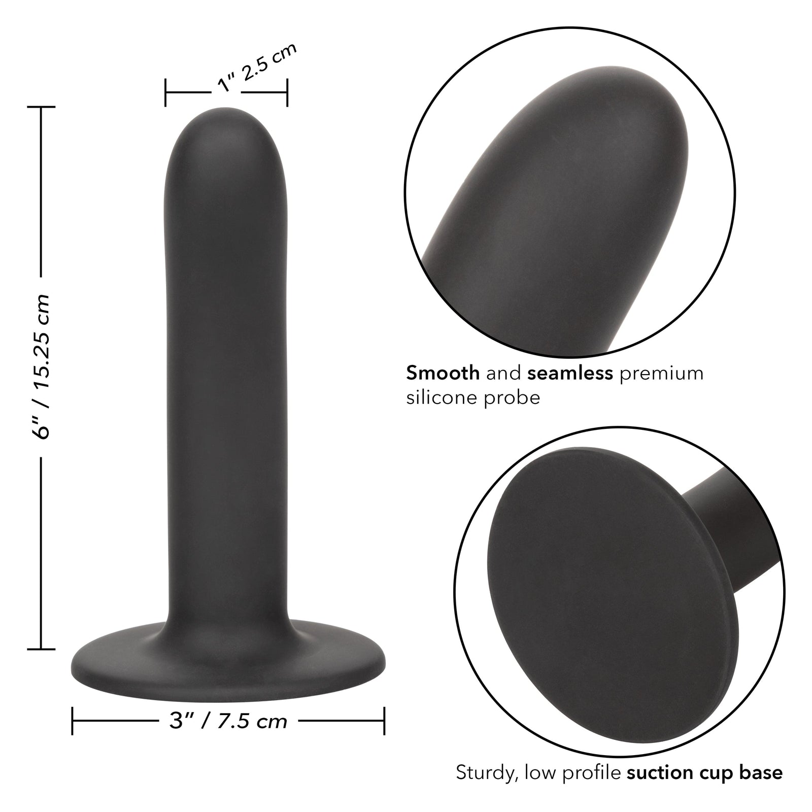 California Exotics - Boundless Smooth Pegging Probe Strap on Dildo 6" (Black) - Non Realistic Dildo with suction cup (Non Vibration) Durio.sg
