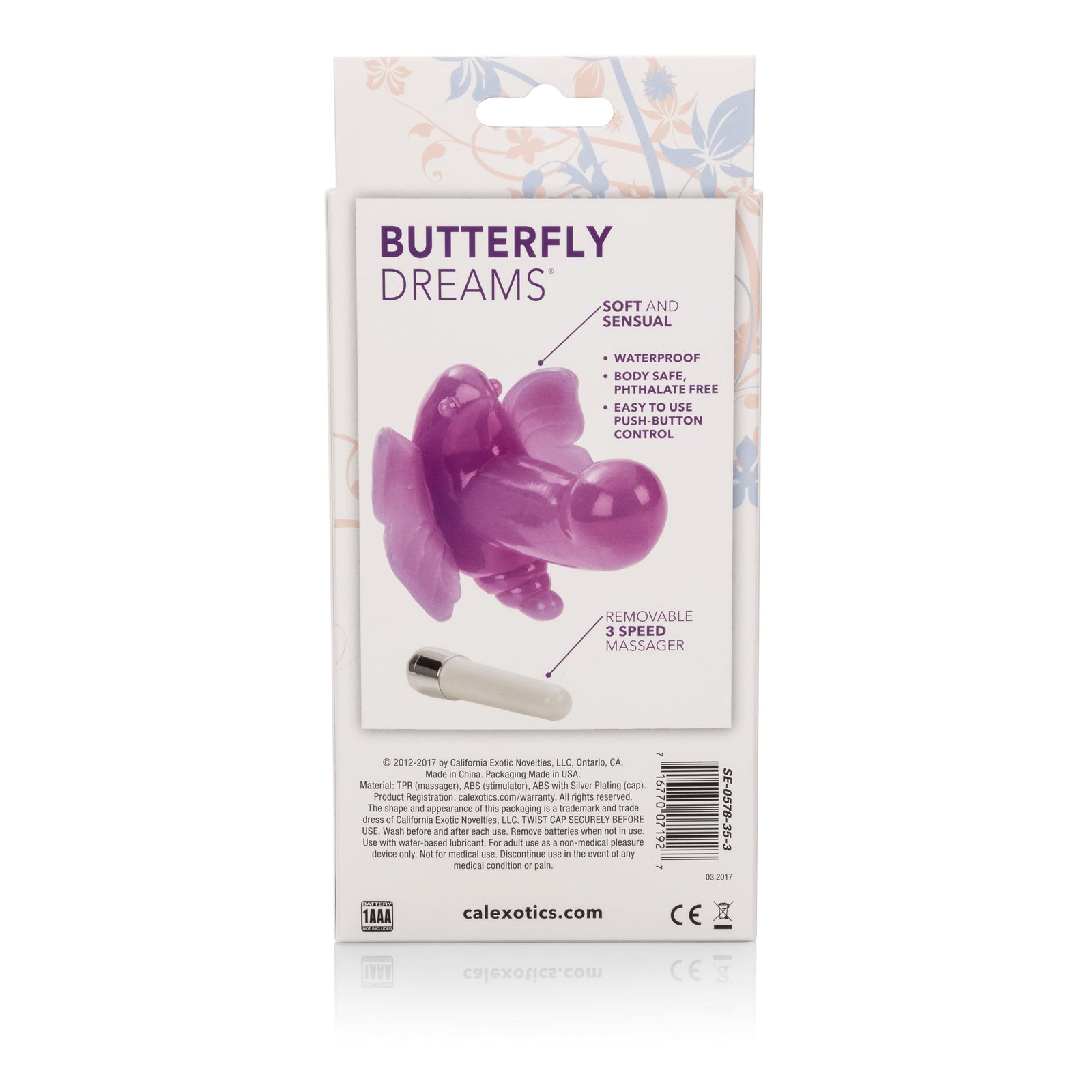 California Exotics - Butterfly Dreams Vibrator (Purple) - Non Realistic Dildo w/o suction cup (Vibration) Non Rechargeable Durio.sg