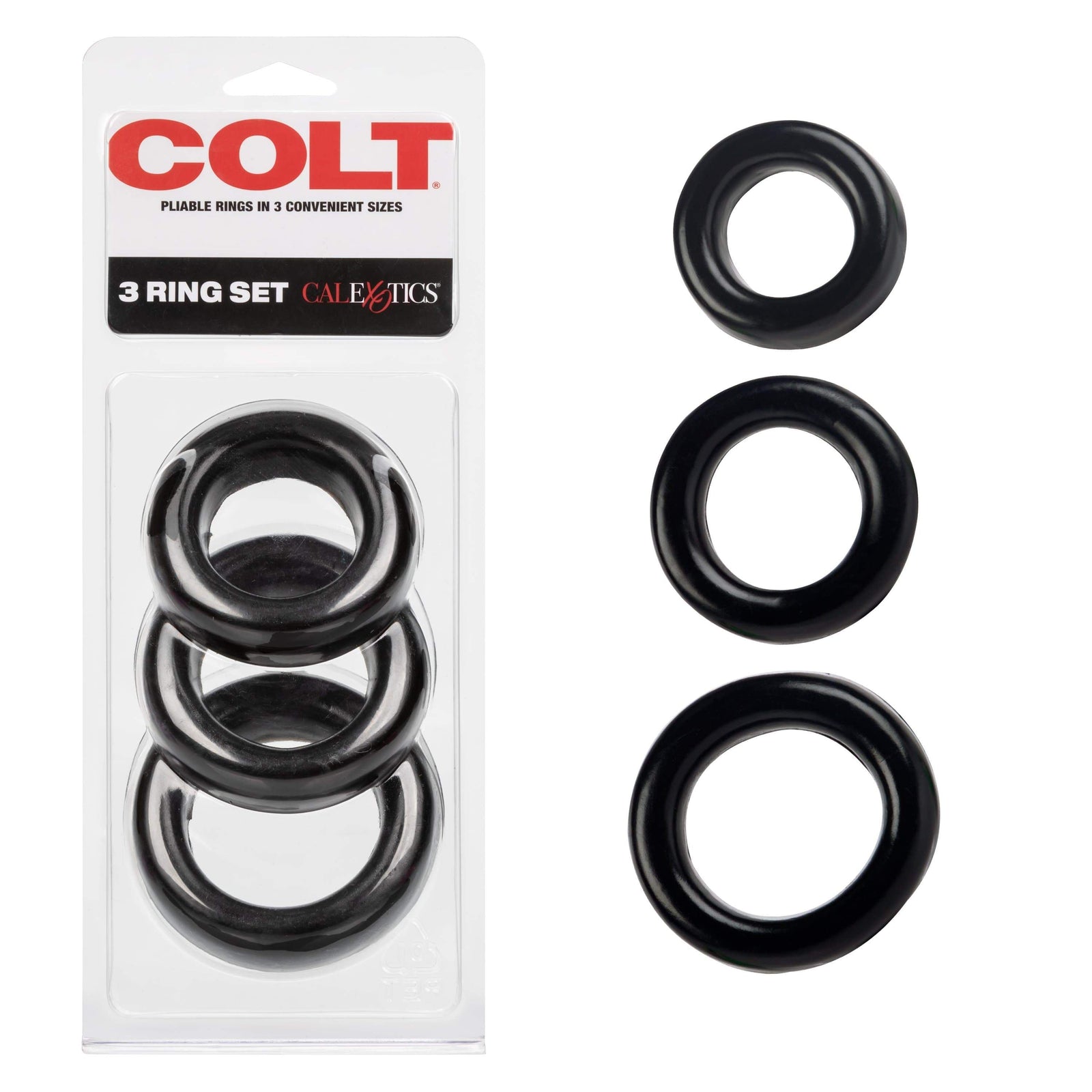 California Exotics - COLT 3 Cock Ring Set (Black) - Cock Ring (Non Vibration) Durio.sg