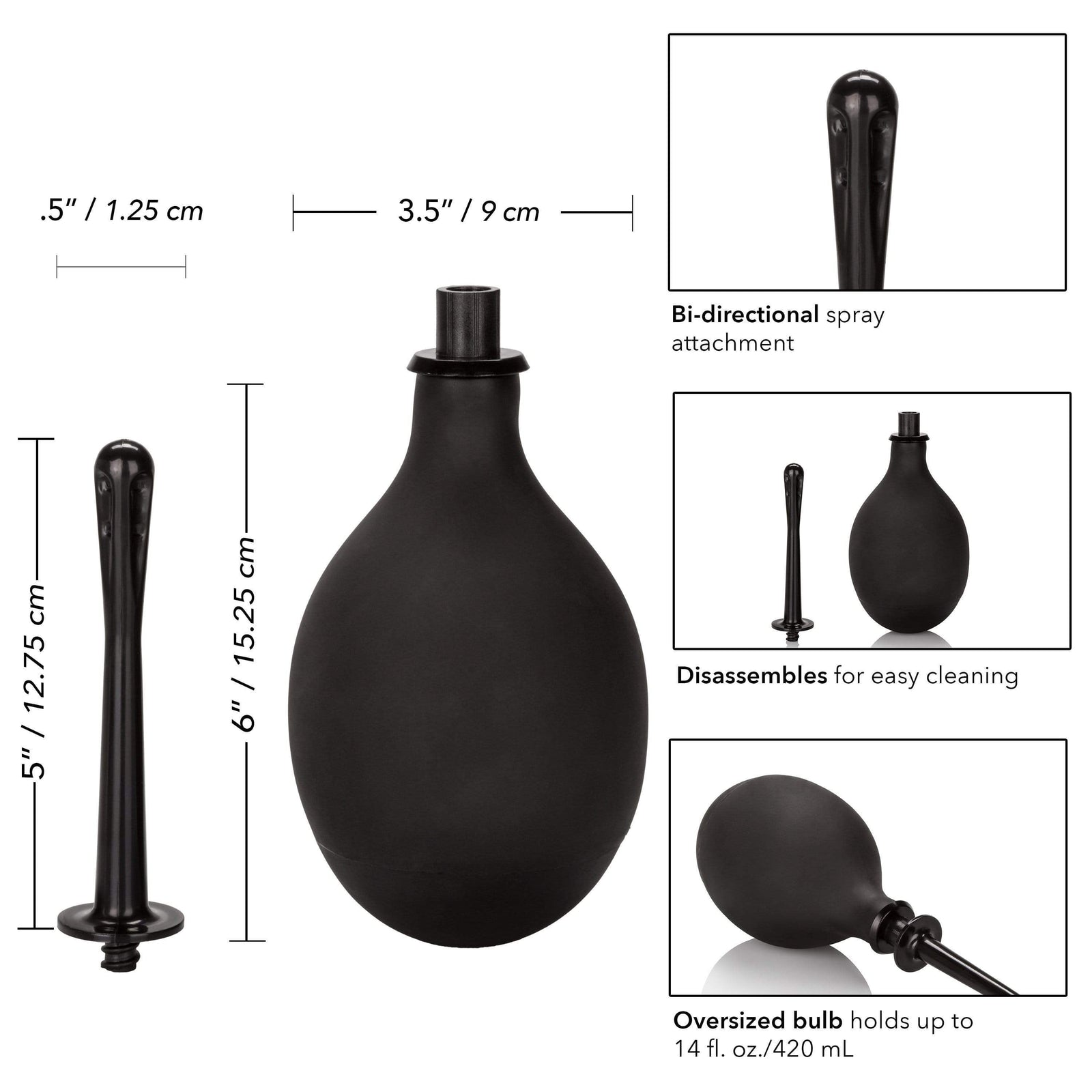 California Exotics - COLT Mega Ass Anal Douche Cleanser (Black) - Anal Douche (Non Vibration) Durio.sg