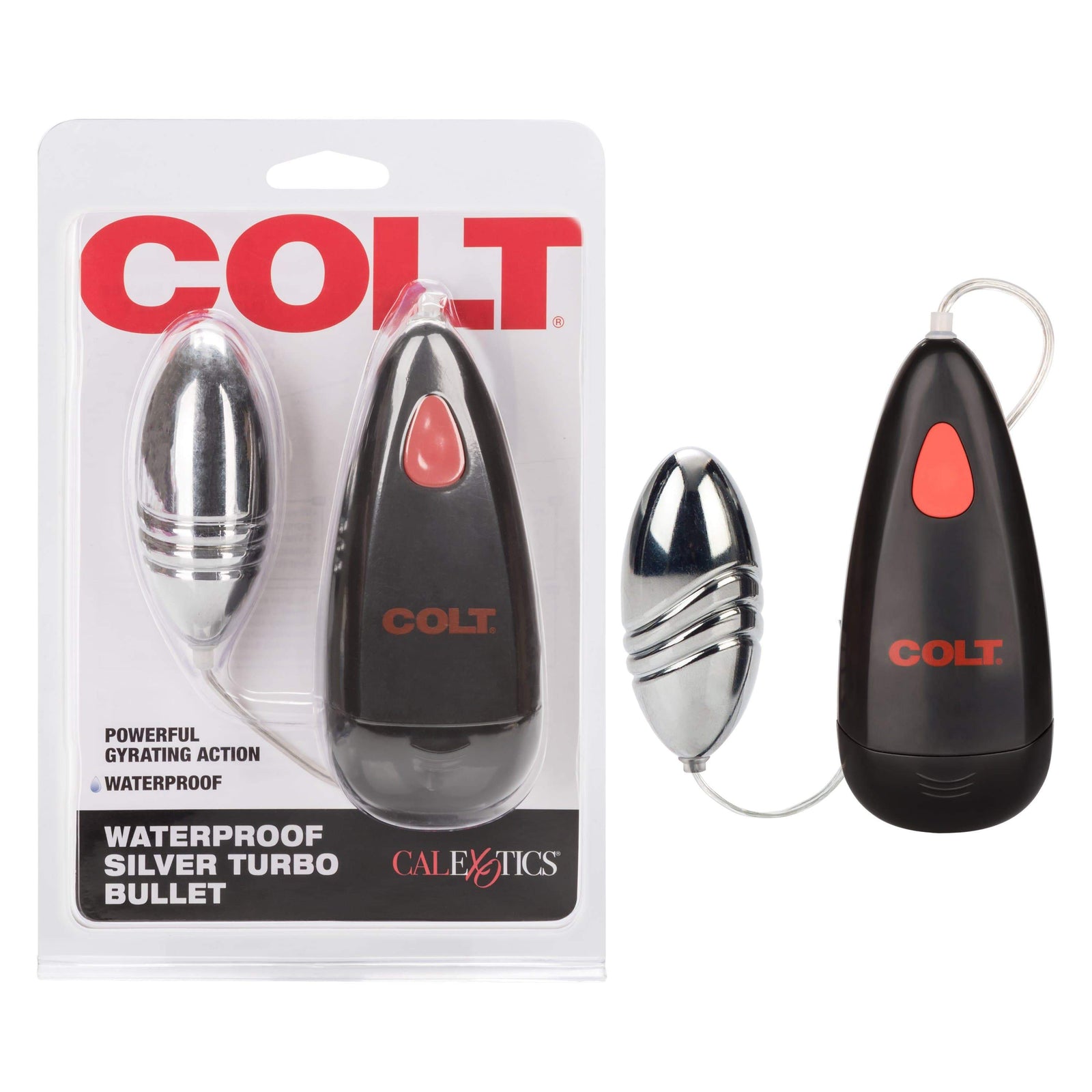 California Exotics - COLT Waterproof Silver Turbo Bullet Vibrator with Remote (Silver) - Wired Remote Control Egg (Vibration) Non Rechargeable Durio.sg