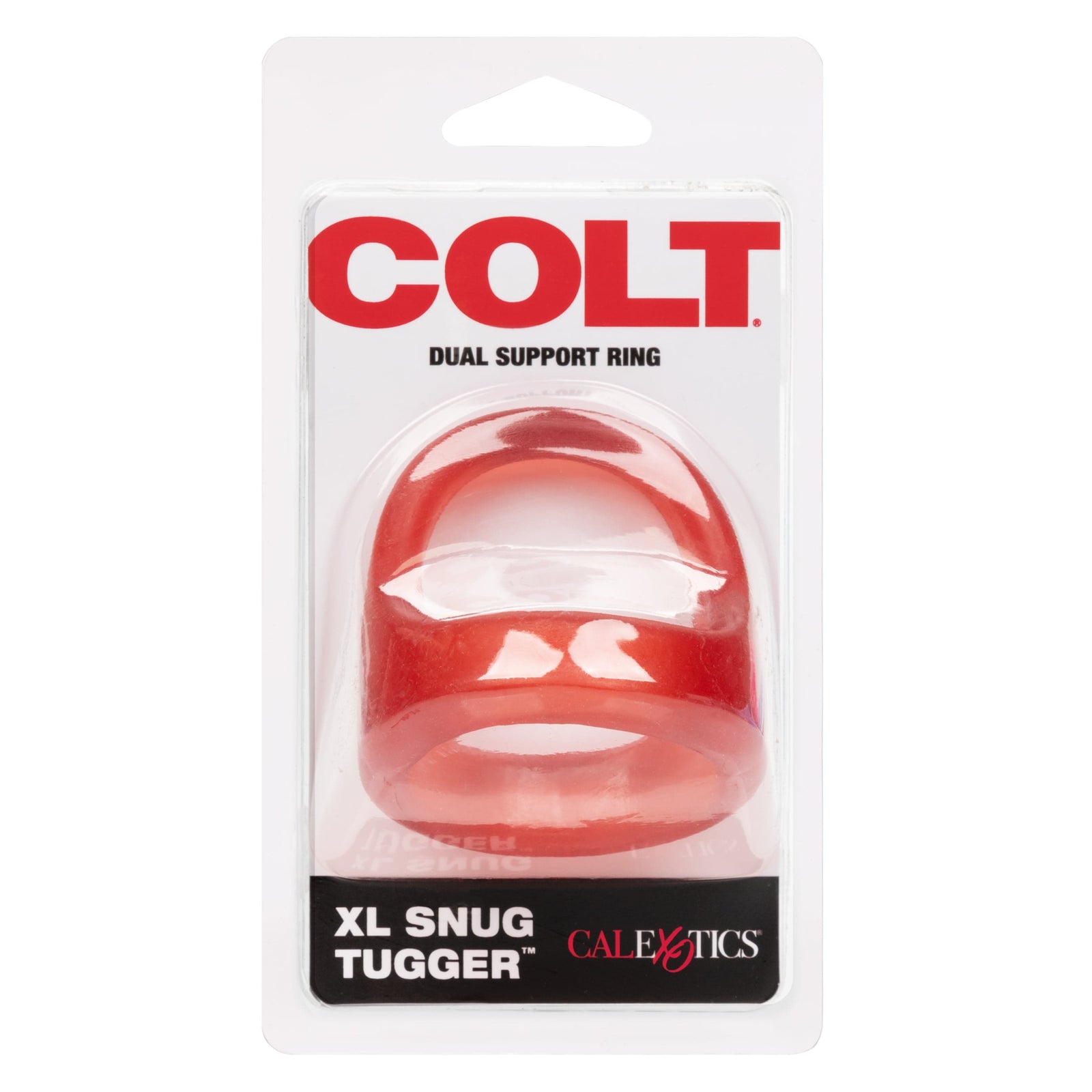 California Exotics - COLT XL Snug Tugger Dual Support Cock Ring (Red) - Rubber Cock Ring (Non Vibration) Durio.sg