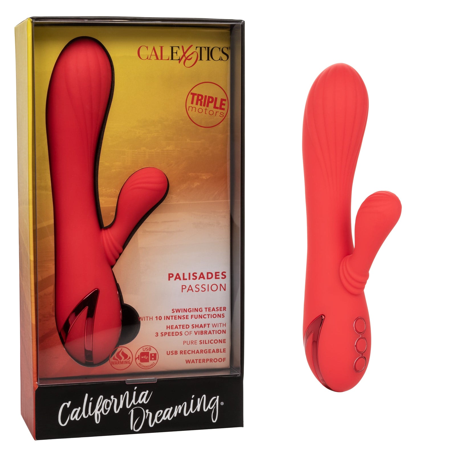 California Exotics - California Dreaming Palisades Passion Heat Swing Rabbit Vibrator (Red) - Rabbit Dildo (Vibration) Rechargeable Durio.sg