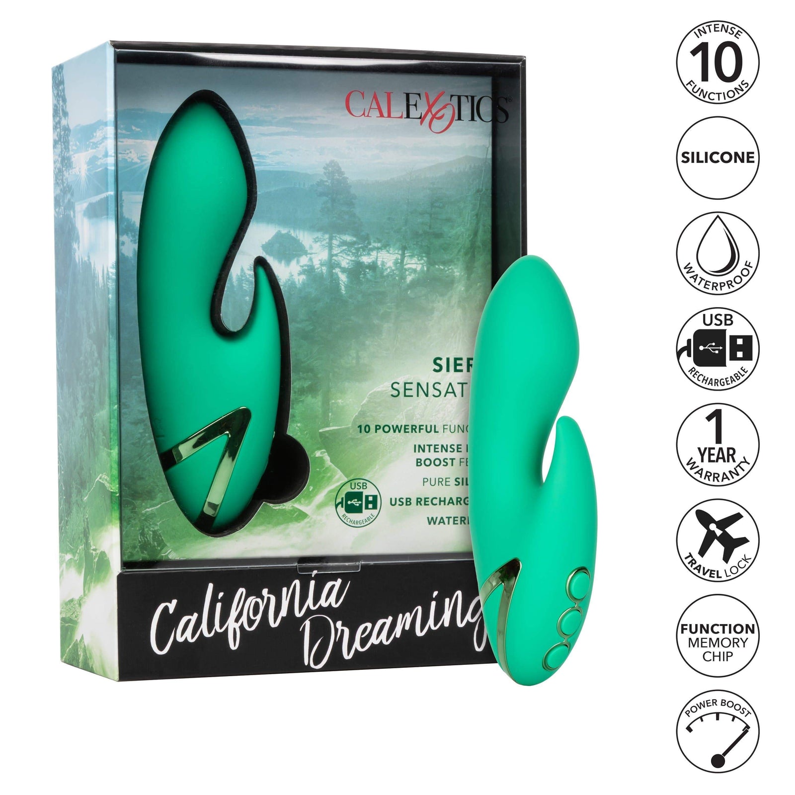 California Exotics - California Dreaming Sierra Sensation Rabbit Vibrator (Green) - Rabbit Dildo (Vibration) Rechargeable Durio.sg