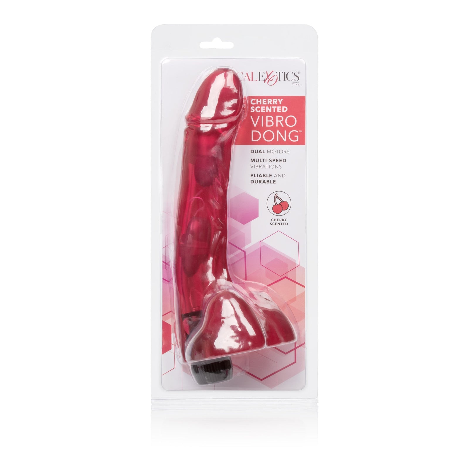 California Exotics - Cherry Scented Vibro Dong Vibrator (Red) - Non Realistic Dildo w/o suction cup (Vibration) Non Rechargeable Durio.sg