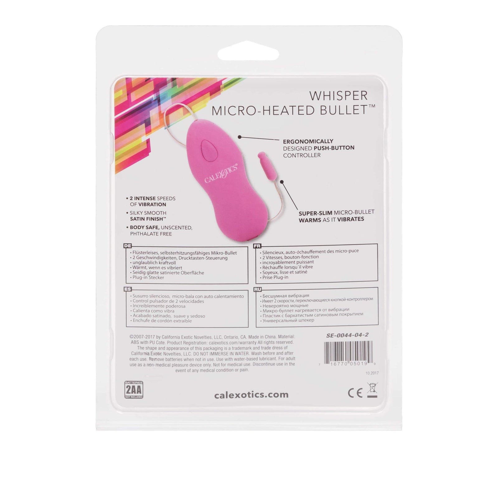 California Exotics - Classic Remote Whisper Micro Heated Bullet Vibrator (Pink) - Wired Remote Control Egg (Vibration) Non Rechargeable Durio.sg