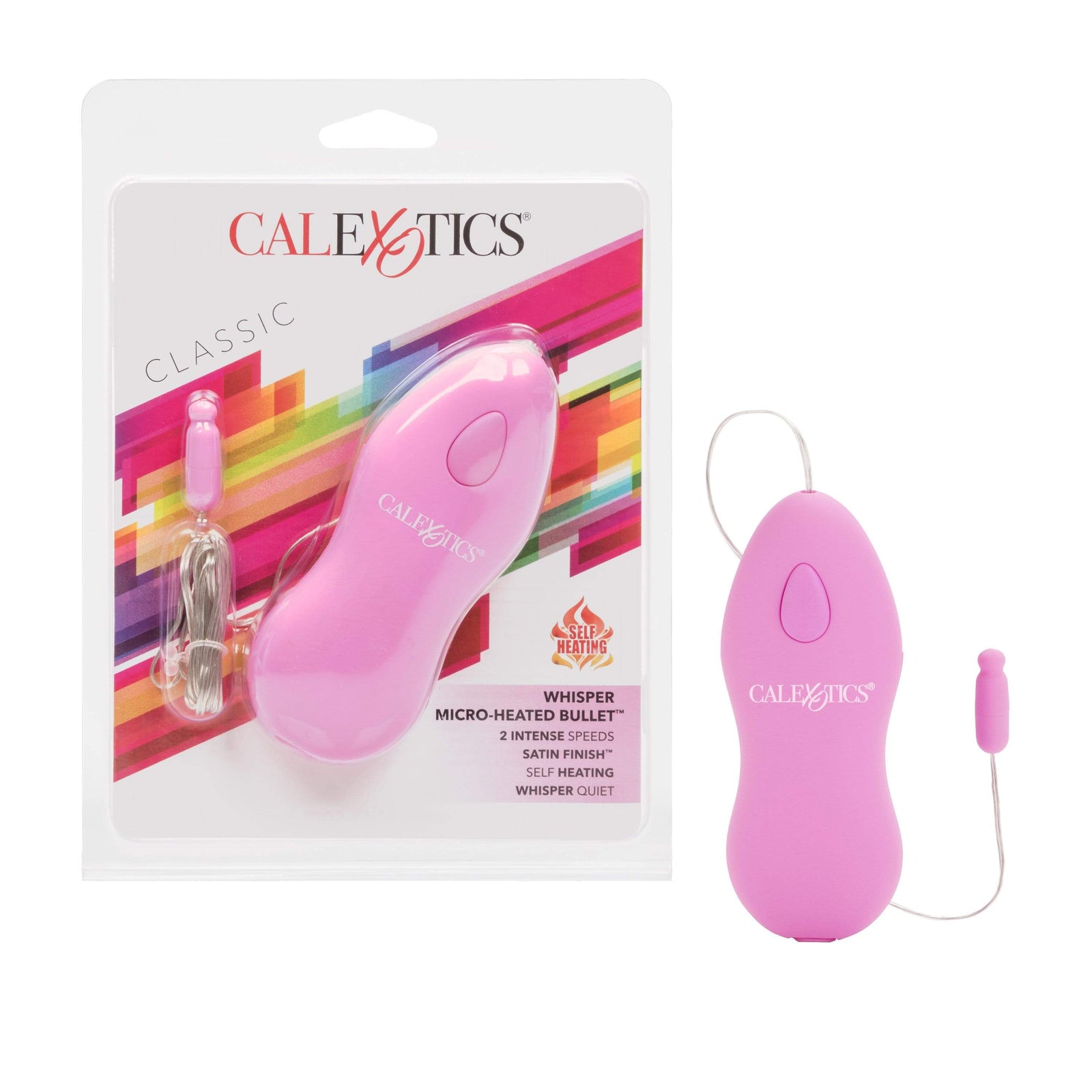 California Exotics - Classic Remote Whisper Micro Heated Bullet Vibrator (Pink) - Wired Remote Control Egg (Vibration) Non Rechargeable Durio.sg