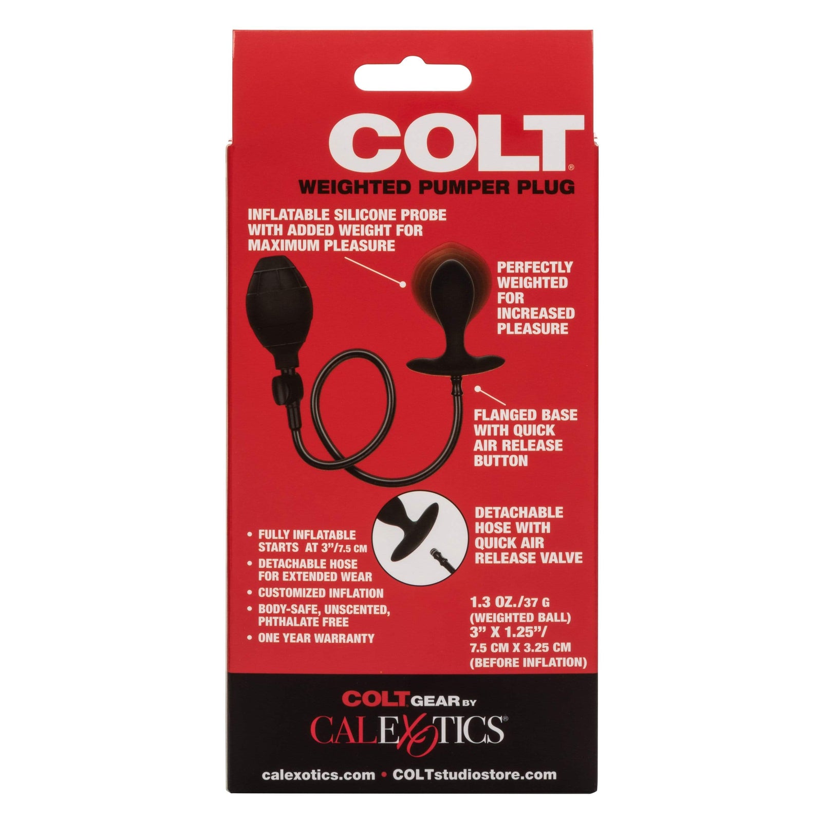 California Exotics - Colt Weighted Inflatable Pumper Plug (Black) - Expandable Anal Plug (Non Vibration) Durio.sg