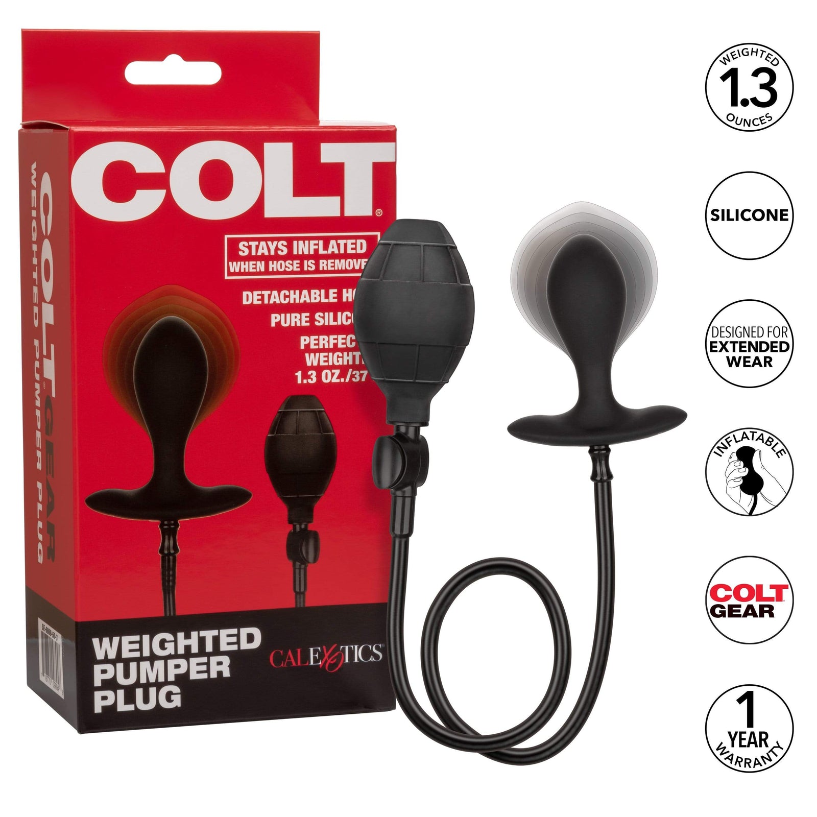California Exotics - Colt Weighted Inflatable Pumper Plug (Black) - Expandable Anal Plug (Non Vibration) Durio.sg