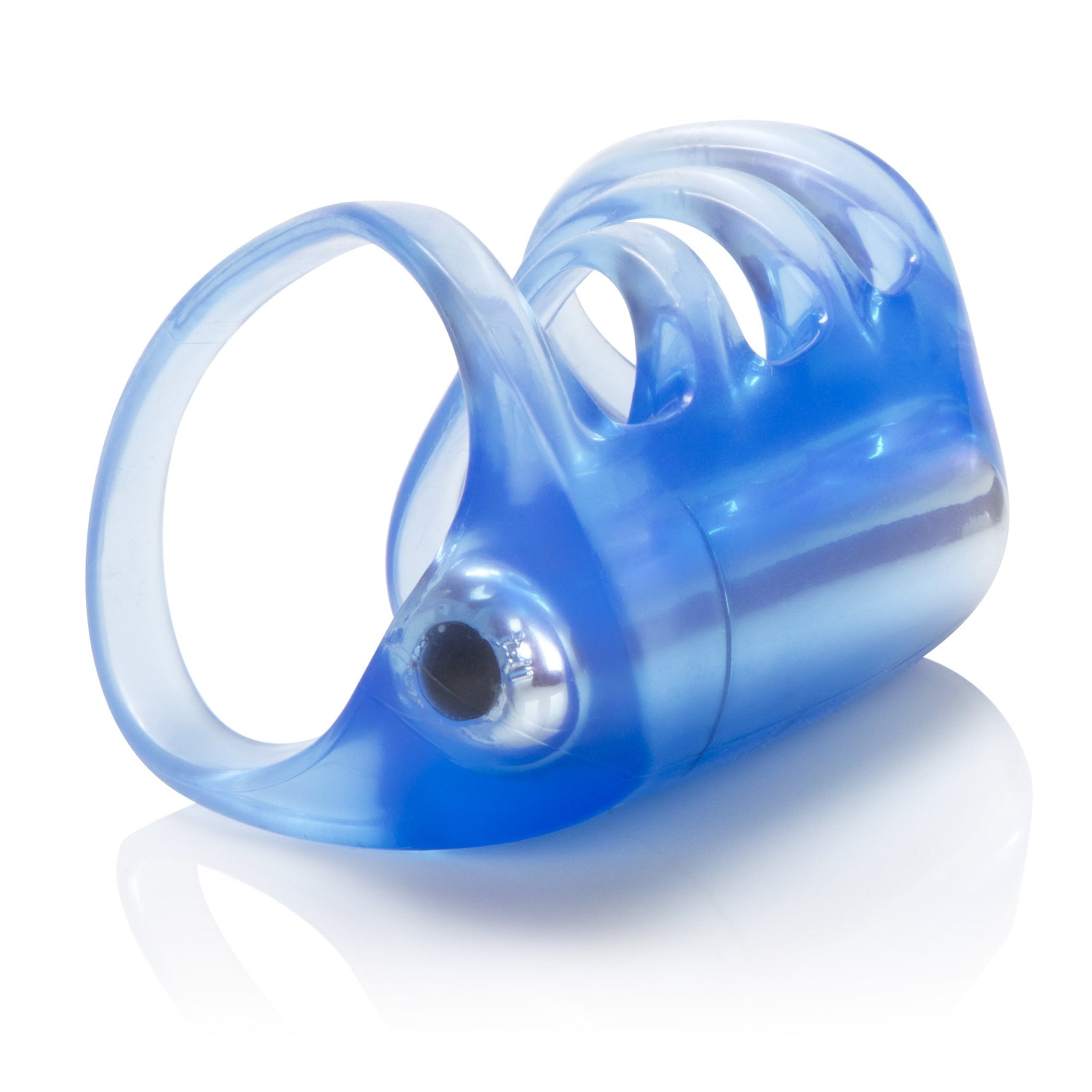California Exotics - Couple's Pleasure Vibrating Cock Cage (Blue) - Cock Sleeves (Vibration) Non Rechargeable Durio.sg