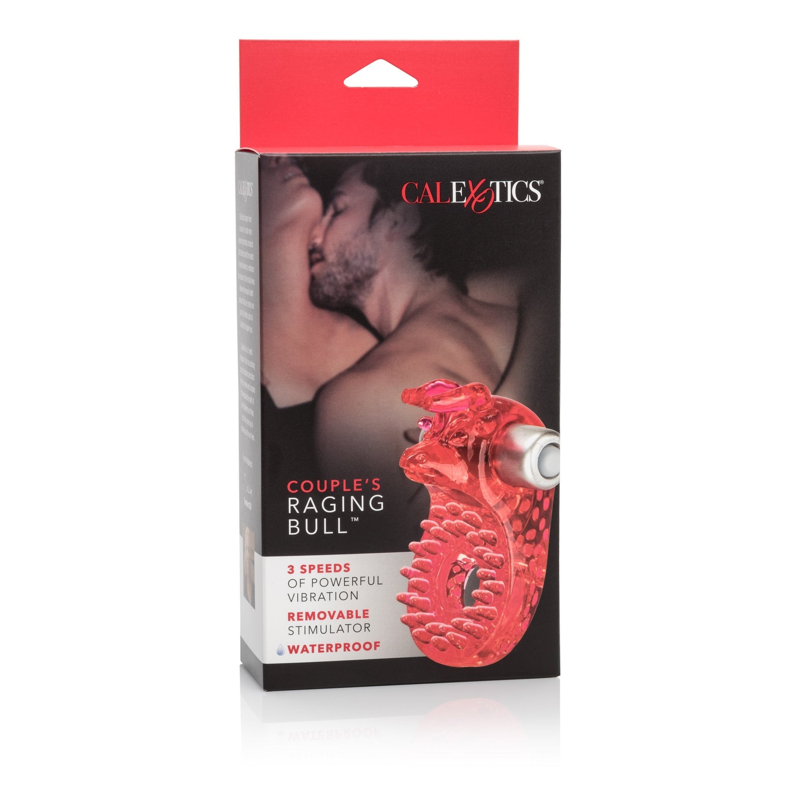 California Exotics - Couple's Raging Bull Vibrating Cock Ring (Red) - Rubber Cock Ring (Vibration) Non Rechargeable Durio.sg