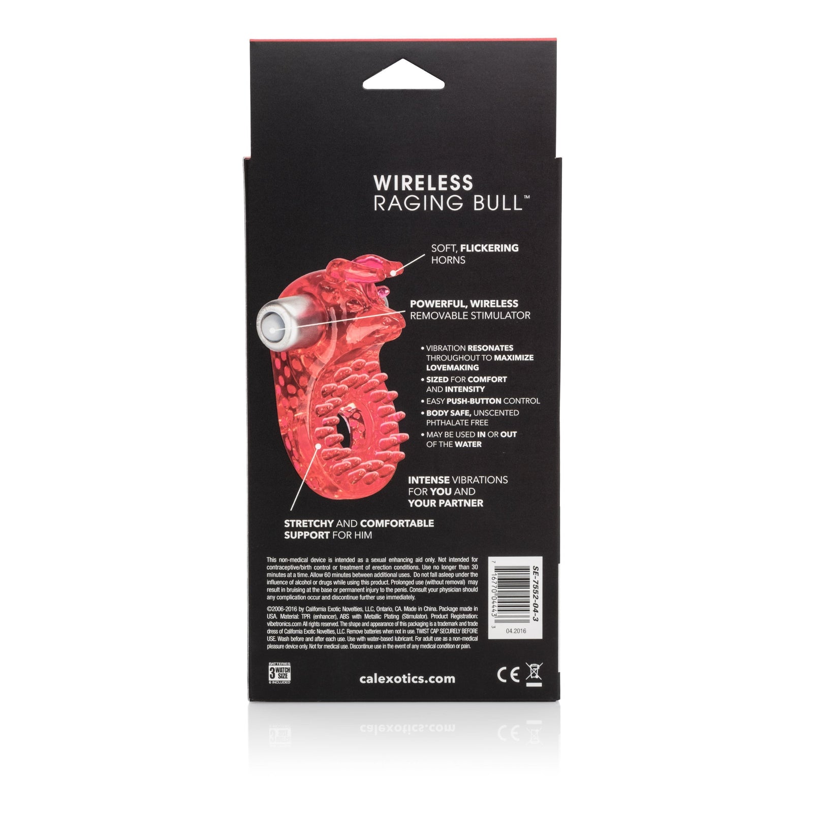 California Exotics - Couple's Raging Bull Vibrating Cock Ring (Red) - Rubber Cock Ring (Vibration) Non Rechargeable Durio.sg