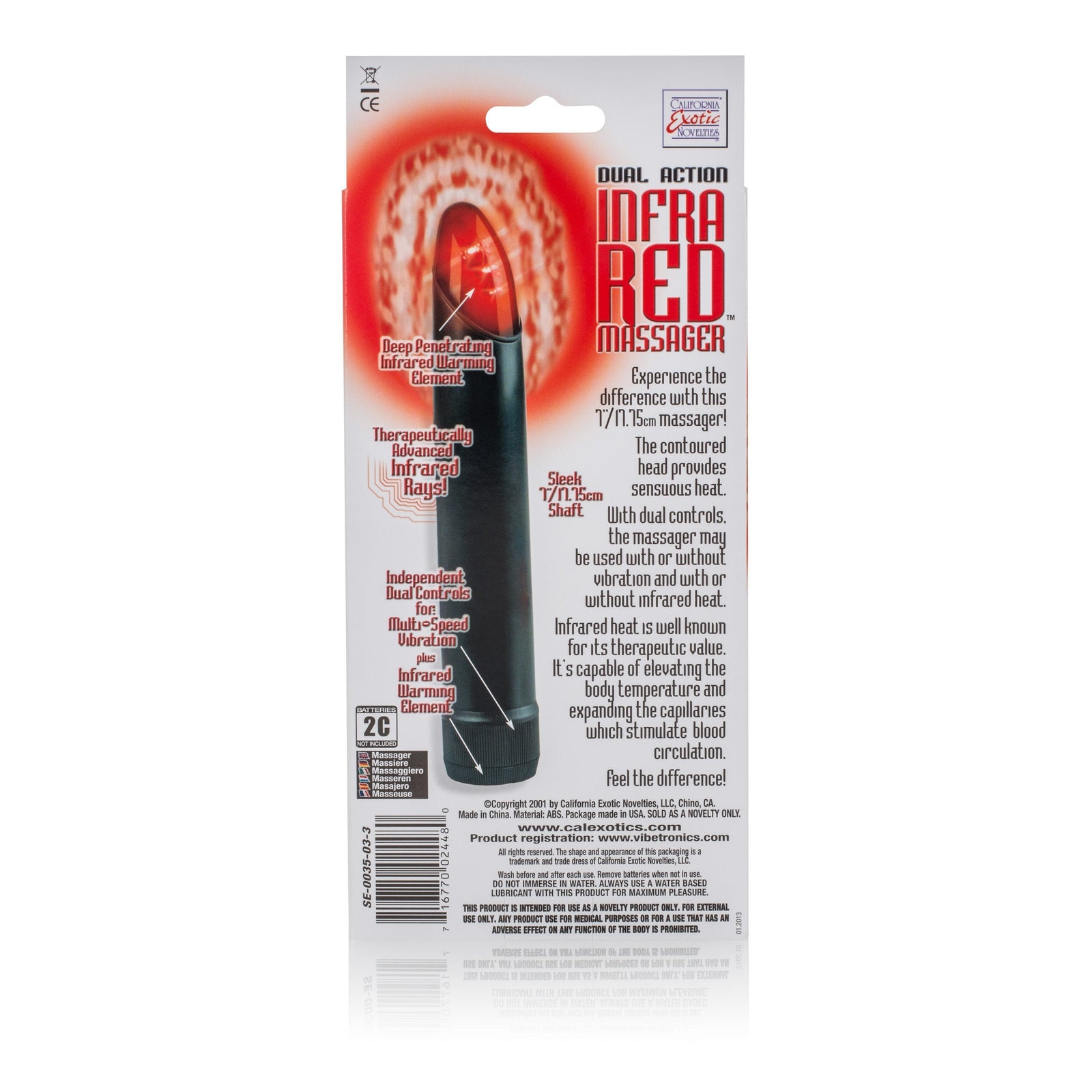 California Exotics - Dual Action Infrared Massager Vibrator (Black) - Non Realistic Dildo w/o suction cup (Vibration) Non Rechargeable Durio.sg