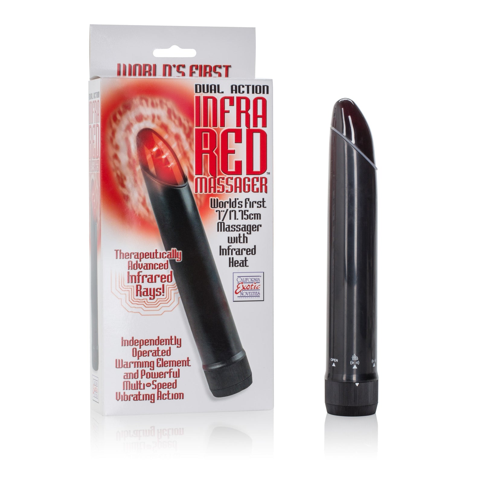 California Exotics - Dual Action Infrared Massager Vibrator (Black) - Non Realistic Dildo w/o suction cup (Vibration) Non Rechargeable Durio.sg