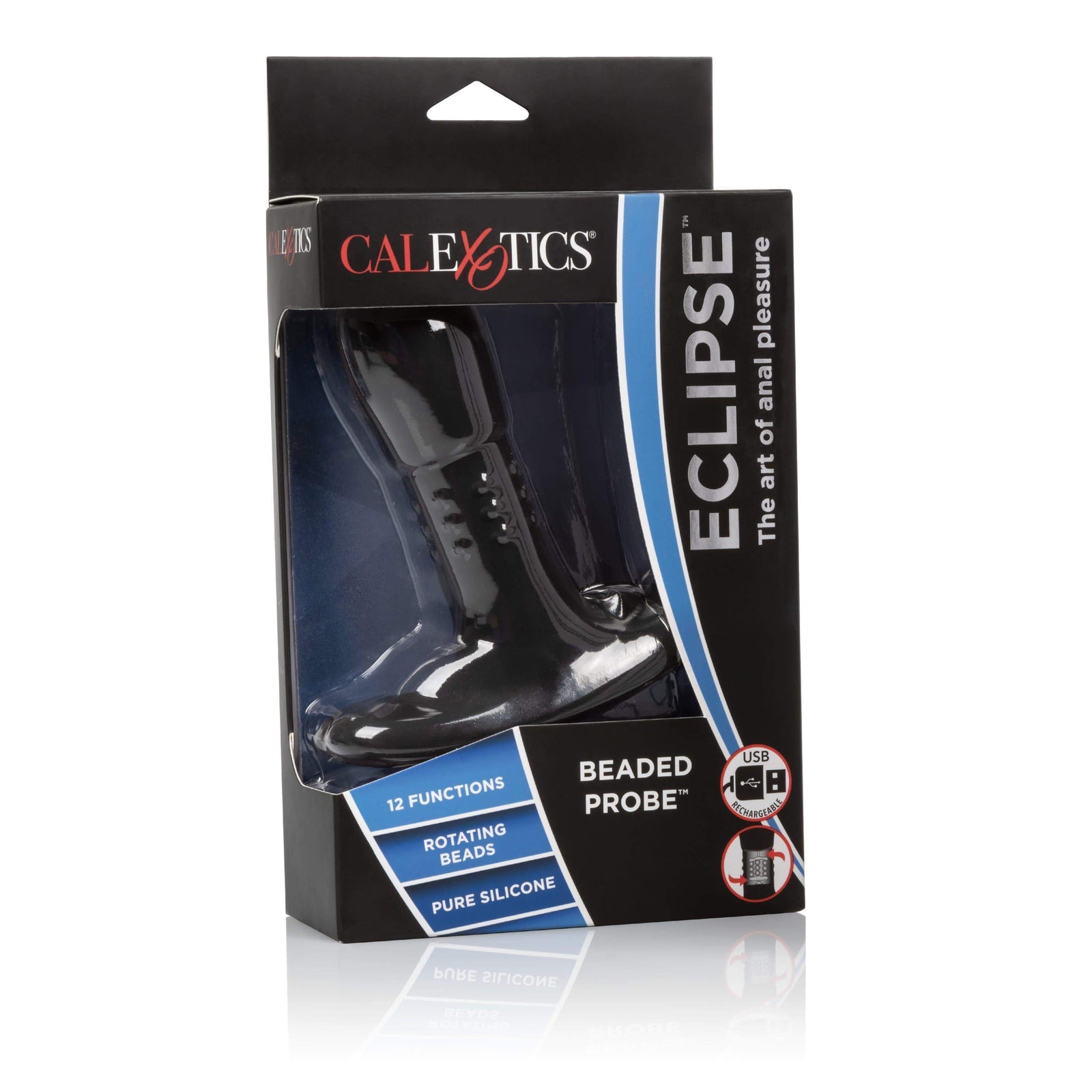 California Exotics - Eclipse Beaded Rotating Probe Massager (Black) - Prostate Massager (Vibration) Rechargeable Durio.sg